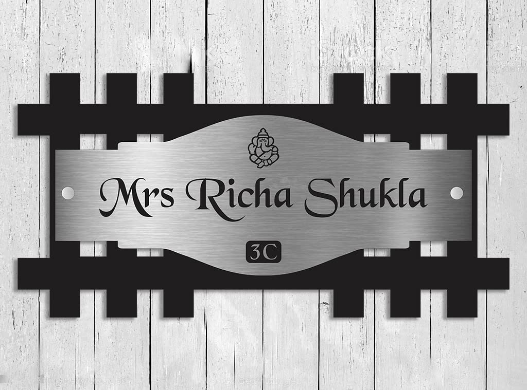 Dzire Gifts Wooden Personalized Name Plate, Jali shaped Name Plate, Stylish Look, Enhances Home Entrance, Silver Color, Size 20 cms x 40 cms (B09PVJLR4Y) Amazon Price History, Amazon Price Tracker
