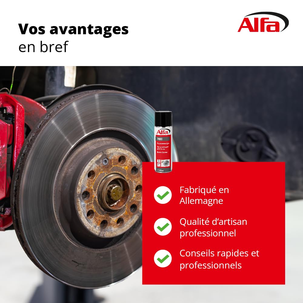 7403 Alfa - Nettoyant de Freins, 12 pièces, 500 ML, Puissant, sans résidus, à Base d'hydrocarbures, enlève Les Graisses, Les huiles et Les résines