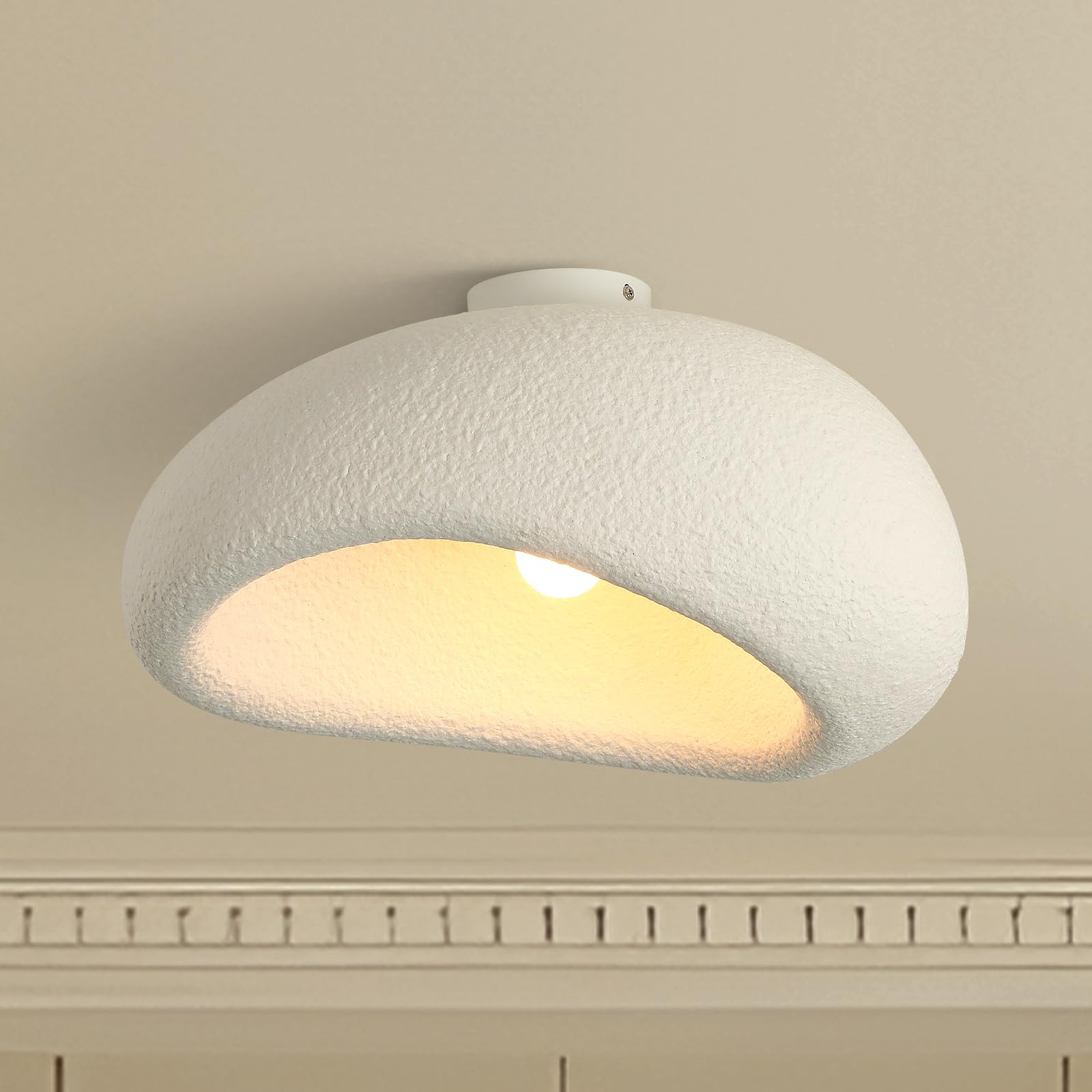 Hvkvhvy White Modern E27 Ceiling Lights, Japanese Style Wabi-Sabi Dining Room Chandelier, Lampshades For Ceiling Lights For Bedroom Dining Room Living Room Hallway Ceiling Lighting,40Cm