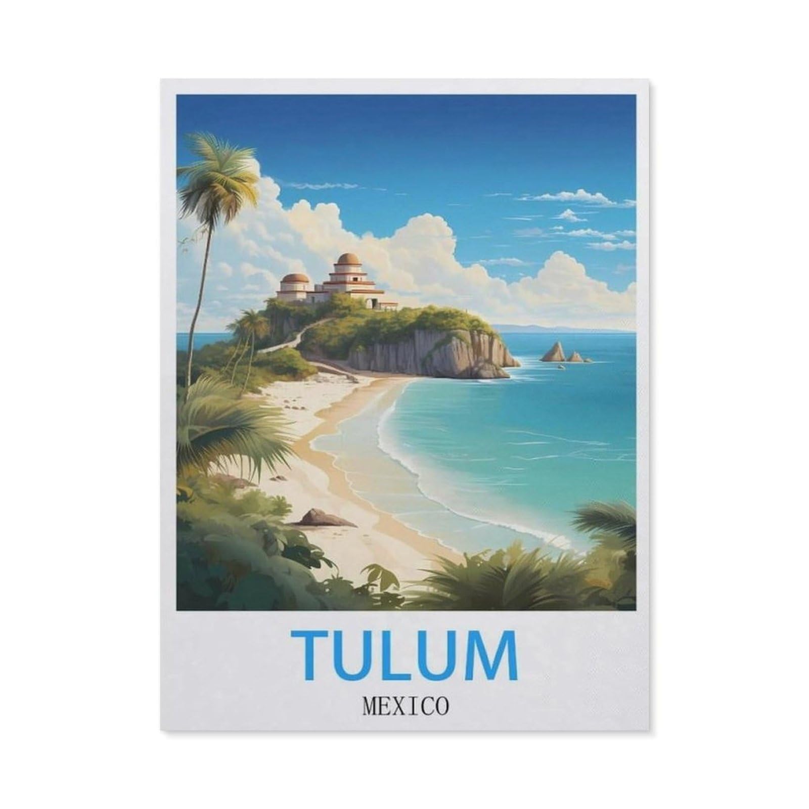 BEAYODKP 5D DIY Diamond Painting kit，Tulum Mexico Vintage Travel Posters，Round Resin Diamond Cross Stitch, Home Decoration Gift（50 x 60 cm/19.68 x 23.62 inches）-BW45