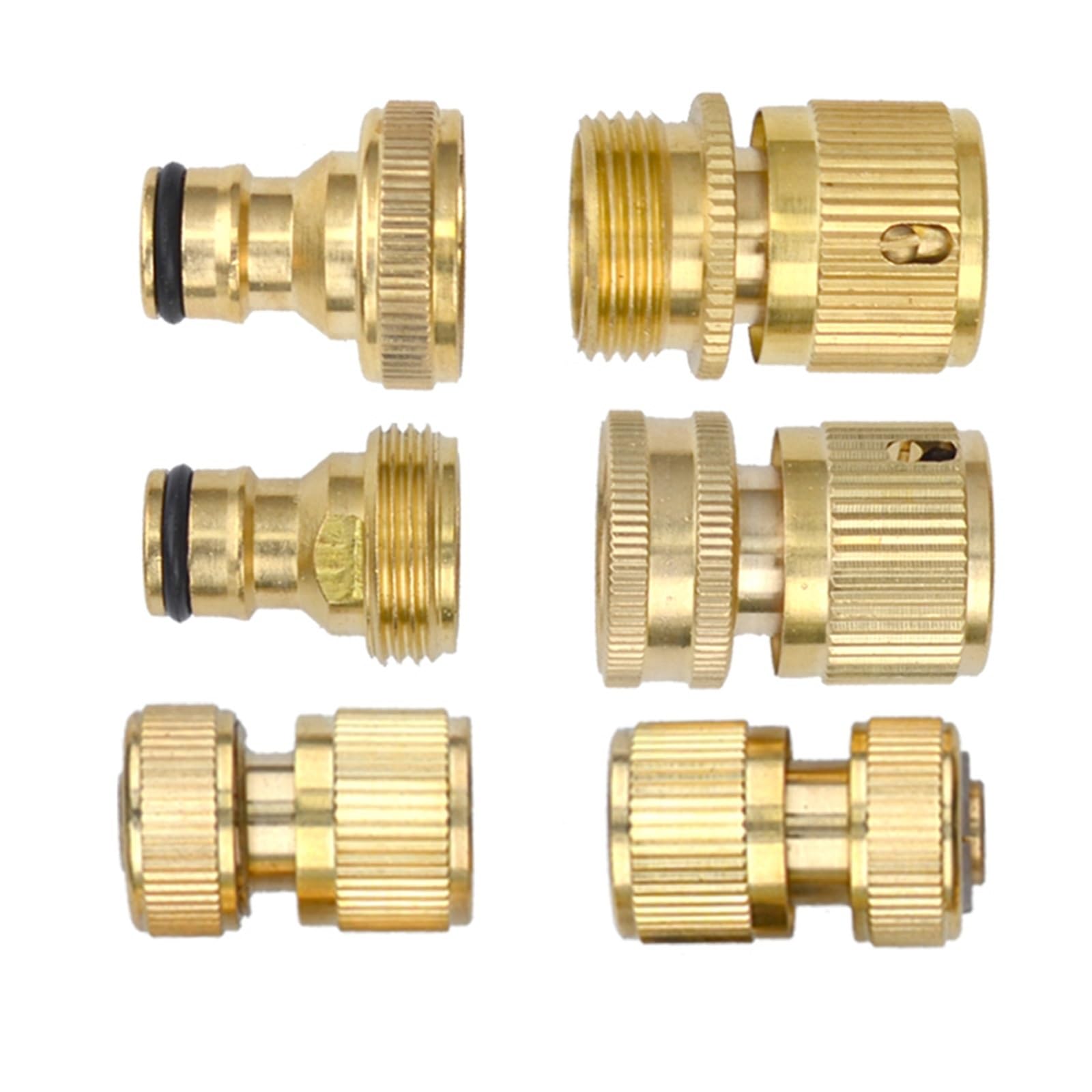 Divisor de manguera agua for jardín, conector, latón resistente, 3/4 '', 1-2-4 vías, hexagonal, con válvulas cierre agarre(4 Way Usa)