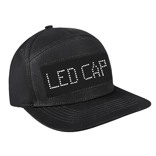 alavisxf xx Gorra LED, Pantalla LED Desmontable Gorra Inteligente Ajustable Gorra de Béisbol LED Genial para Fiesta Navidad Halloween (Negro)