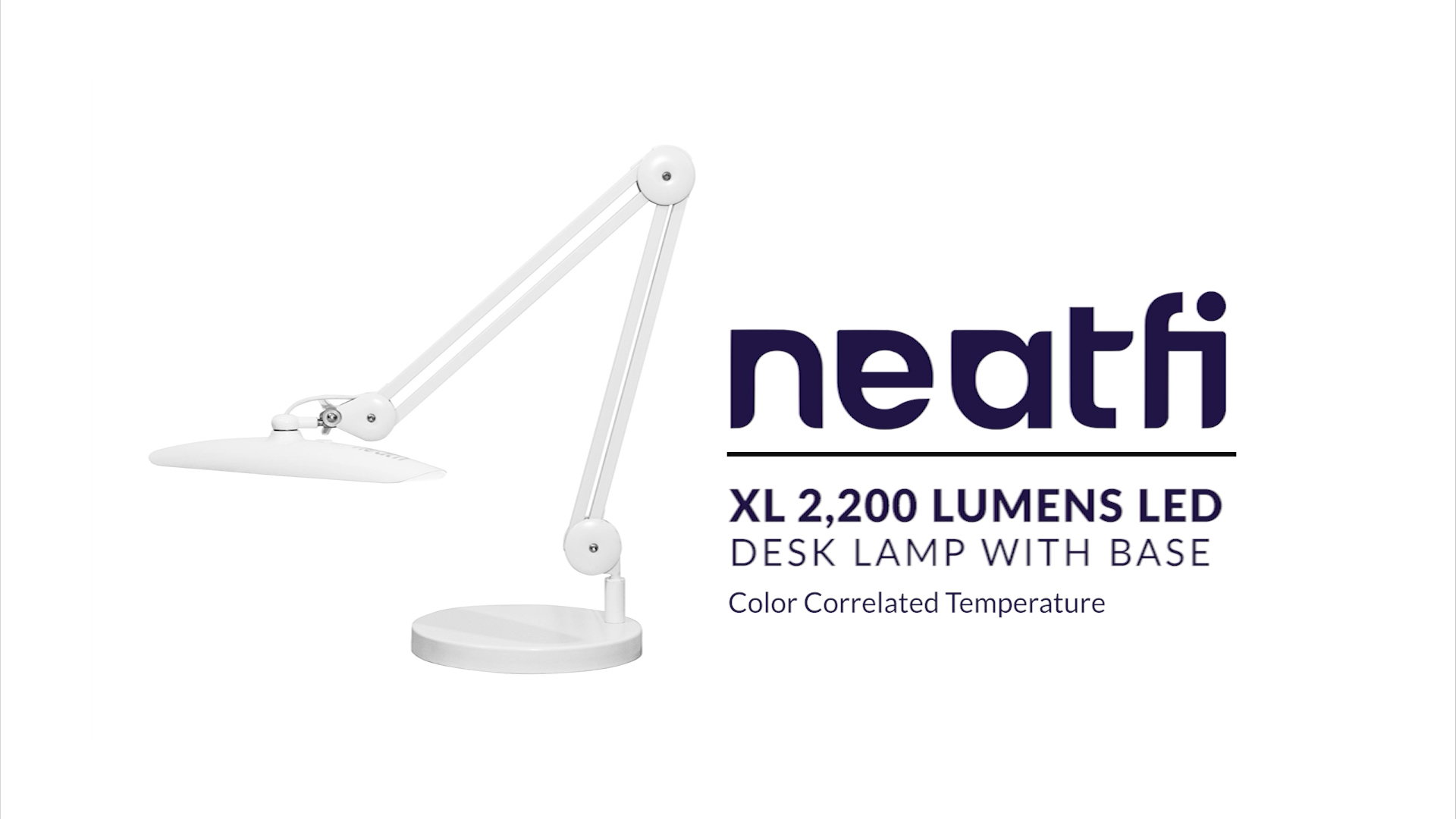 Image of Neatfi XL 2200 Lumens 20W LED Desk Lamp with Clamp - Adjustable Color Temperature | 4-Level Dimmable Light | Home Office, Crafts & Workbench | 20-Inch Wide Head (White, CCT with Base)
