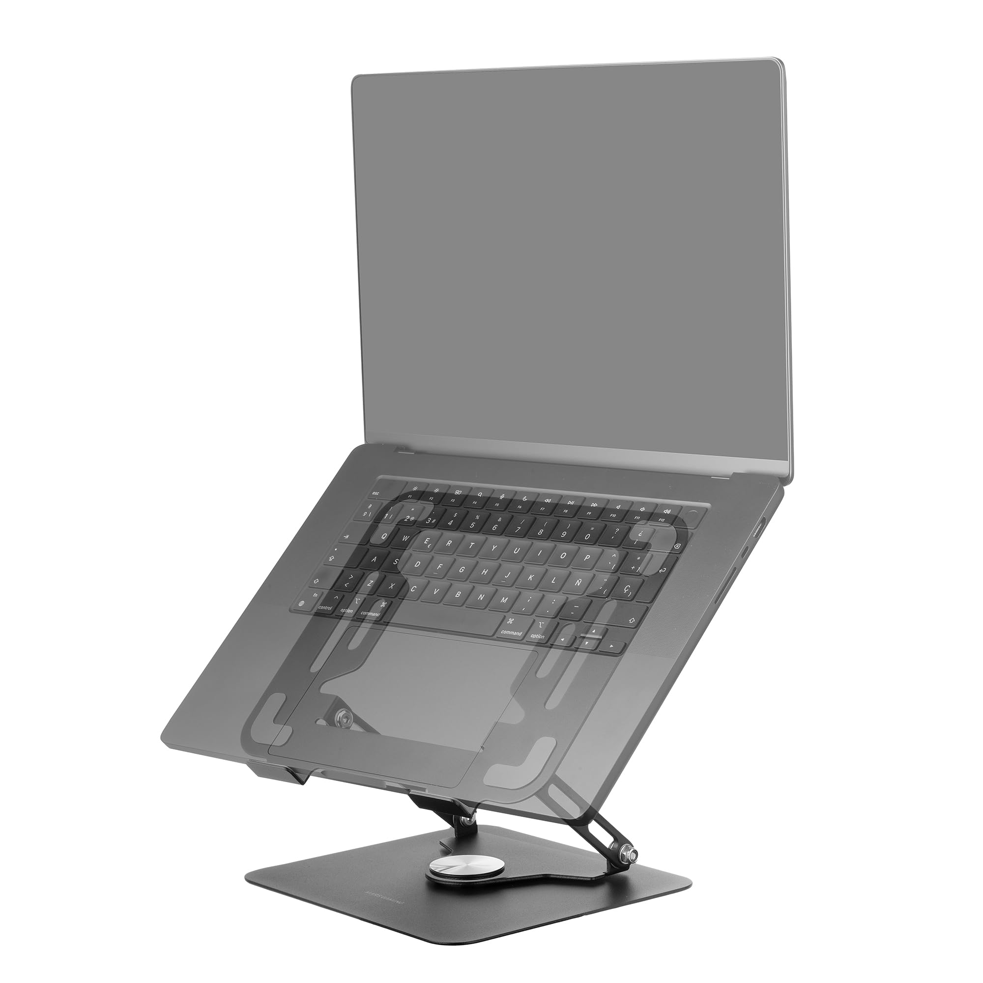 Mars Gaming MA-RSN, Soporte para Portátiles y Tablets hasta 17", Ajuste en Altura + Inclinación + Rotación 360º, Stand Estructura Acero, Almohadillas Antideslizantes, Diseño Plegable Portátil, Negro