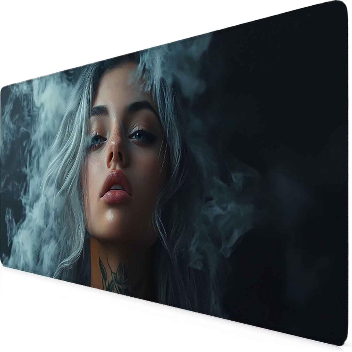 Szara podkładka pod mysz damska XXL podkładka pod mysz 1200 x 600 mm podkładka pod mysz z przeszytymi krawędziami i gumową podstawą antypoślizgowa podkładka pod mysz XXL do gier, laptopa, akcesoria