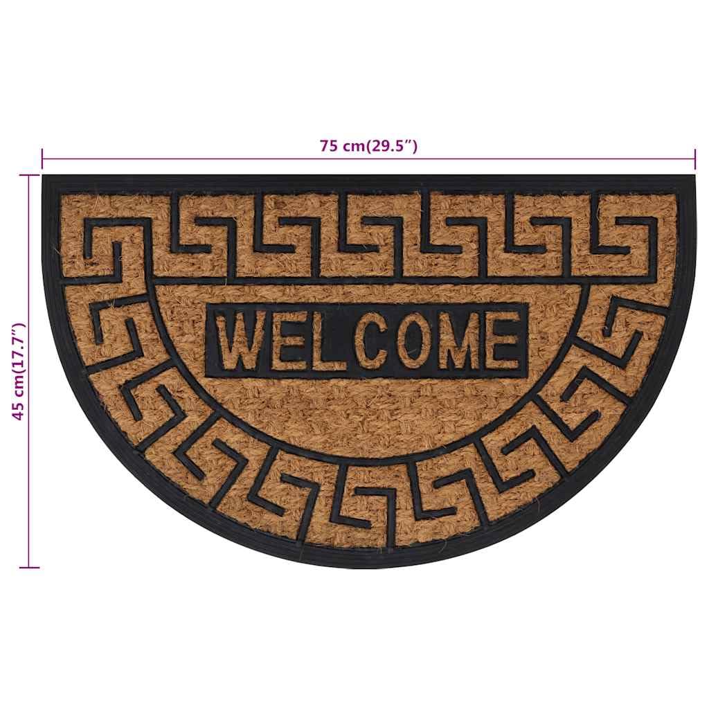 Felpudo semicircular 45 x 75 cm de goma y fibra de coco con base antideslizante para entrada, pasillo, terraza y jardín, resistente, antimanchas, ideal como felpudo y felpudo