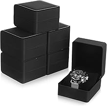 6 Pack PU Leather Watch Gift Box Single Watch Storage Case with Removable Pillow Portable Wristwatch Display Box Wristwatch Display Case Organizer Travel Pocket Watch Case for Men Women