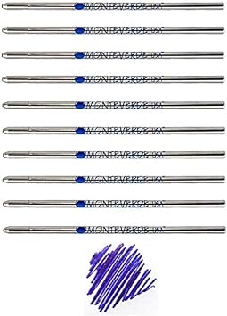 Monteverde D1 Ballpoint Refill to Fit Mini and Multi Functional Pens, Medium Point, Soft Roll, 10 Per Pack Bulk Packed Blue