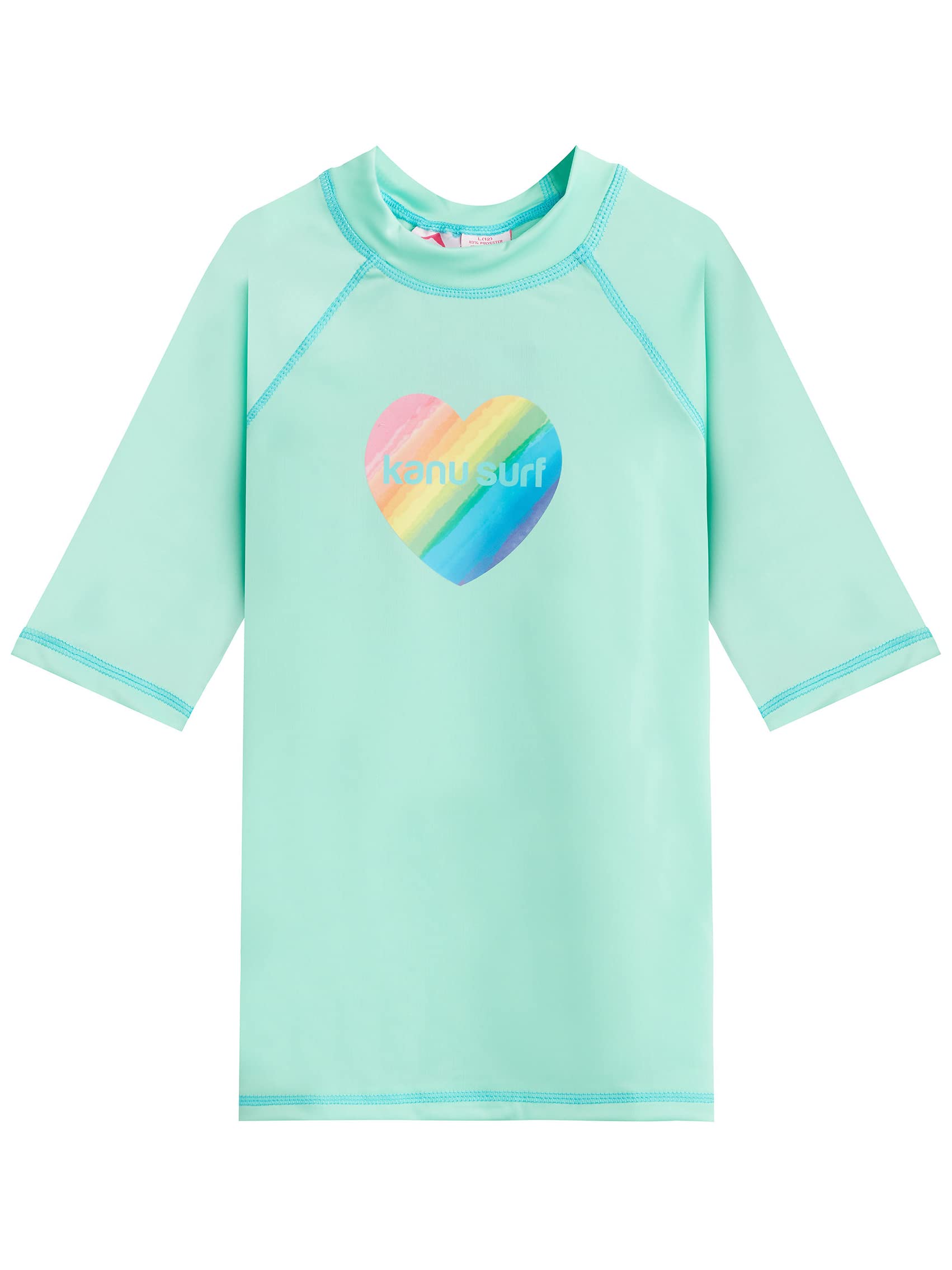 Kanu Surf Girls' Jade Rash Guard UPF 50+ Sun Protection Short Sleeve Swim Shirt
