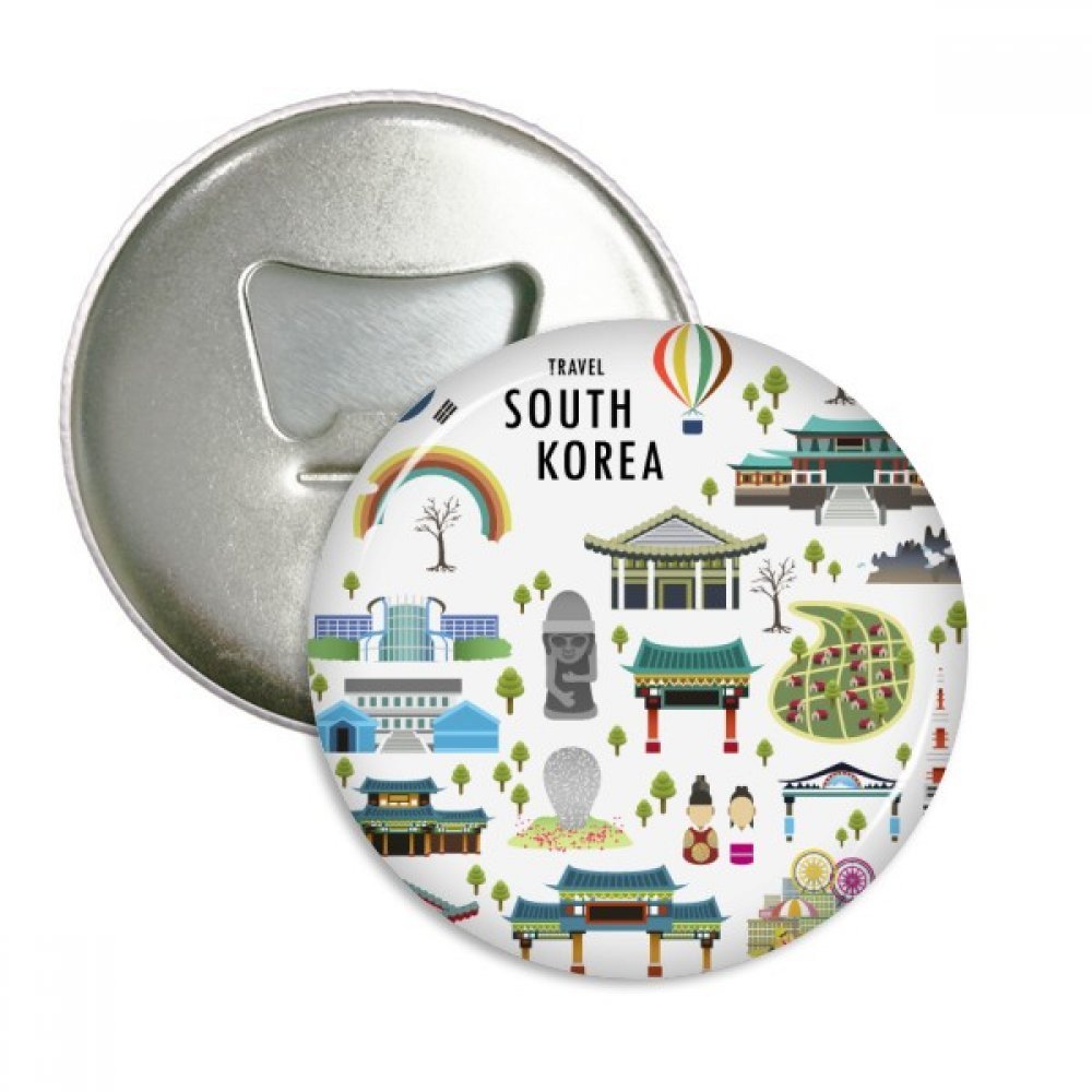 Ouvre-bouteille Corée du Sud aimanté et badge argenté lot de 3