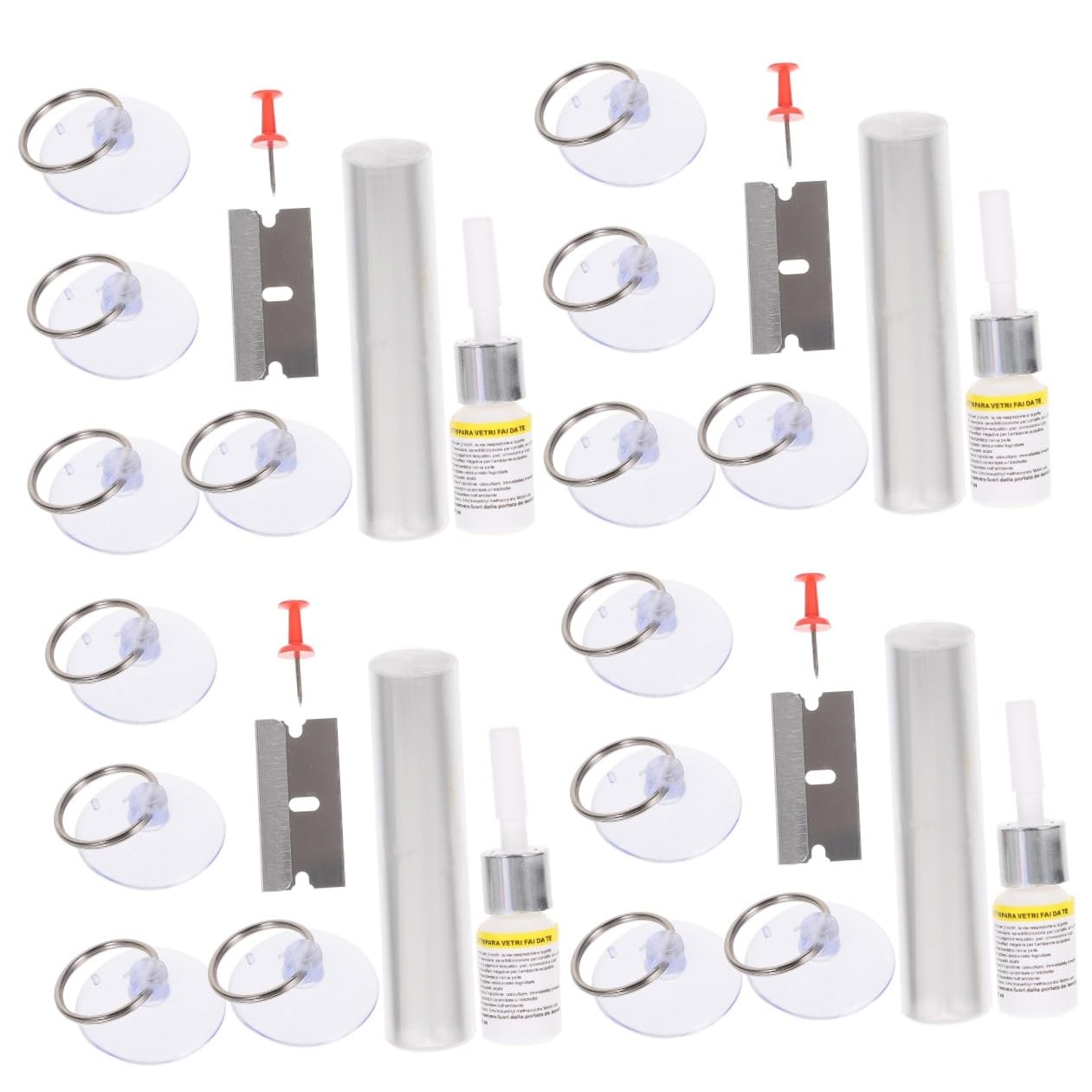 GLEAVI Kit De Reparación De Vidrio De 4 Juegos para Ventanas con Tinte De Fibra De Vidrio para Autos Accesorios para Autos Película Agrietada Espejo Antirayaduras Kit De Reparación