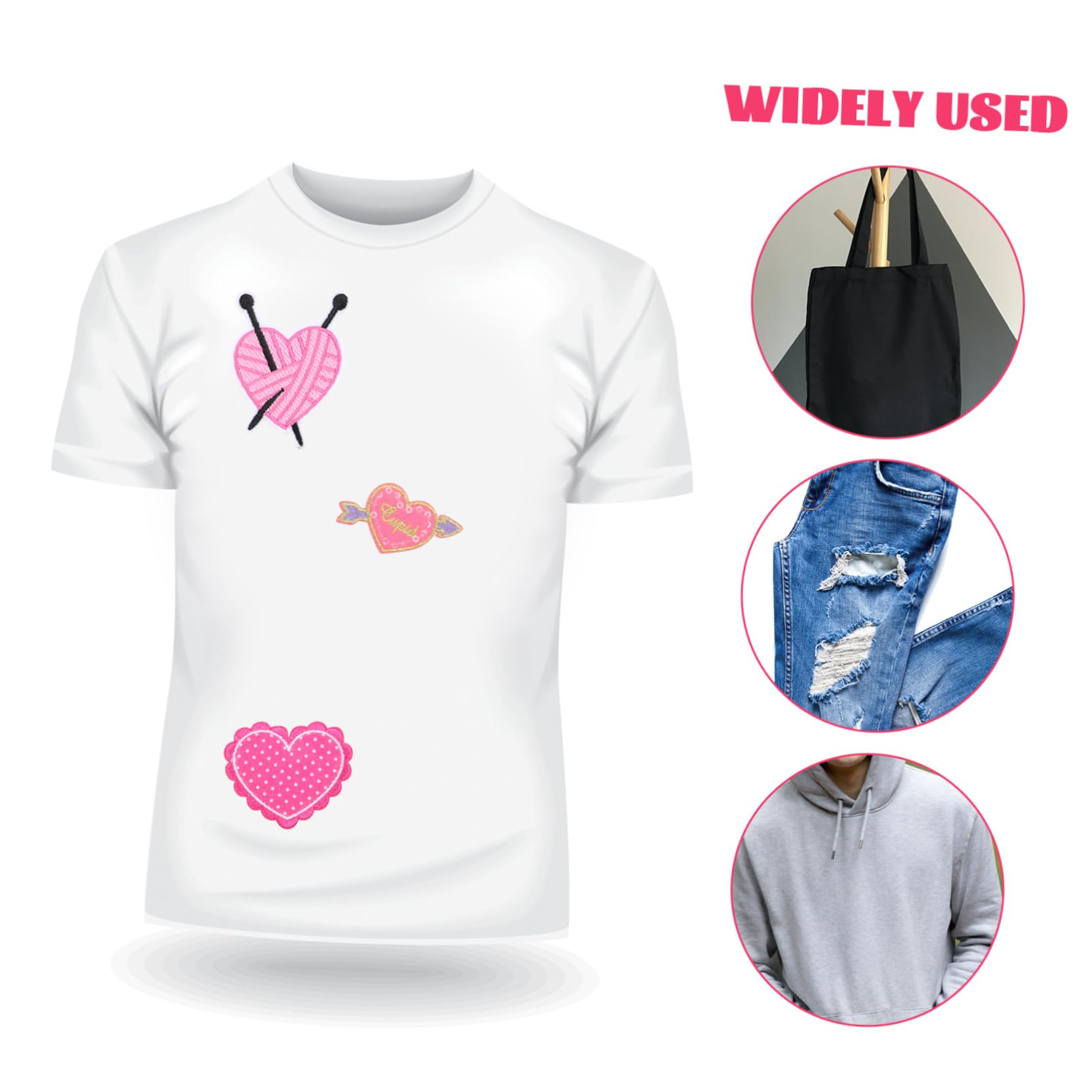 Gadpiparty 4 Set Toppe Termoadesive Forma Cuore Patches Ricamati Per Riparazione Abbigliamento Adesivi Decorativi Per Jeans Borse 20 Pezzi * 4