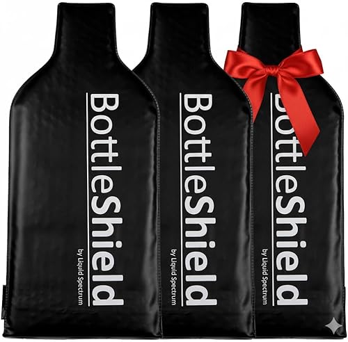 Bolsa Protectora de Vino Reutilizable para Viaje por Bottle Shield (paquete de 3) - Traje de Envoltura con Amortiguación de Burbujas - Funda de