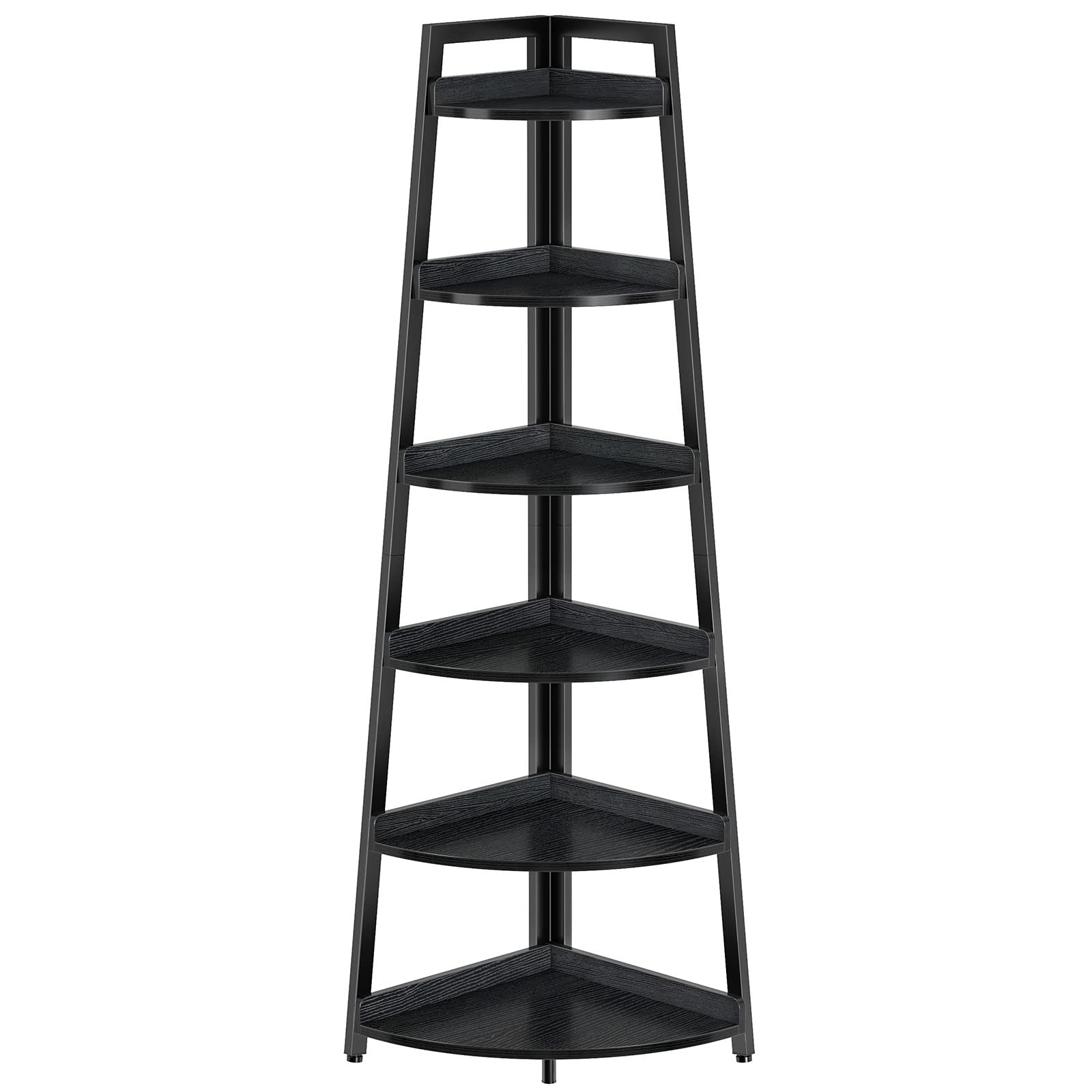 Rolanstar Corner Shelf 6 Tier, 70.9 inch Tall Corner Bookshelf, Black