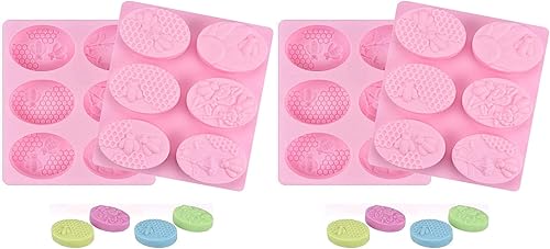 4 piezas moldes de jabón de silicona con forma de abeja, moldes de panal para hacer chocolate, gelatina y dulces