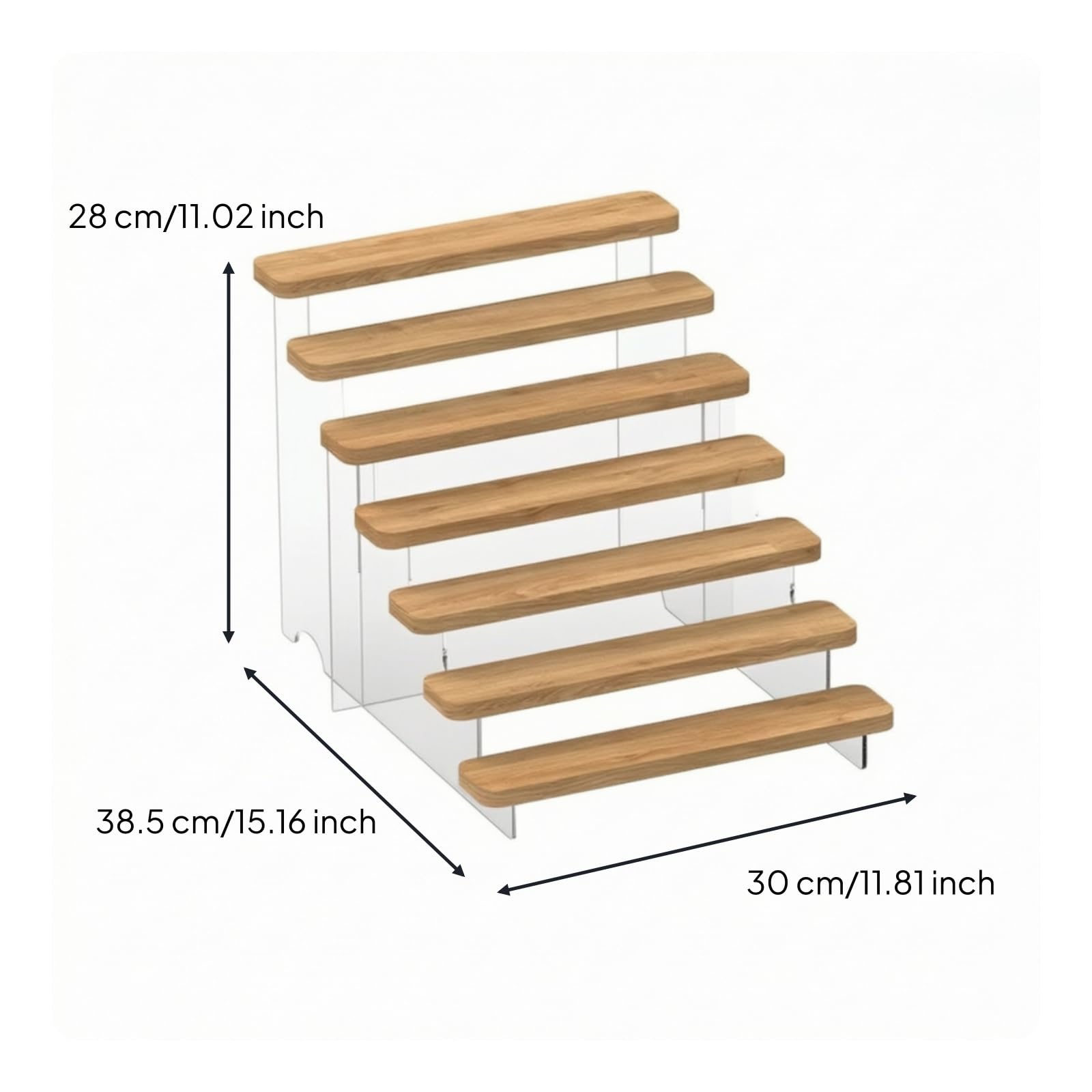 KESOTO Étagère à Gradi En Bois Acrylique Polyvalent Support D'affichage Suppor En Acrylique Traparent Élégant Présentoir Bureau , 7 Niveaux