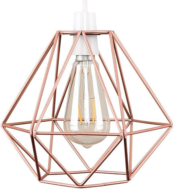 Metal Bulb Guard Lamp Cage, Retro Modern Industrial Vintage Metal Wire Basket Cage for Pendant Light, Lamp Holder, Ceiling Fan Light Bulb Covers Open Style Industrial Grade (Rose Gold)
