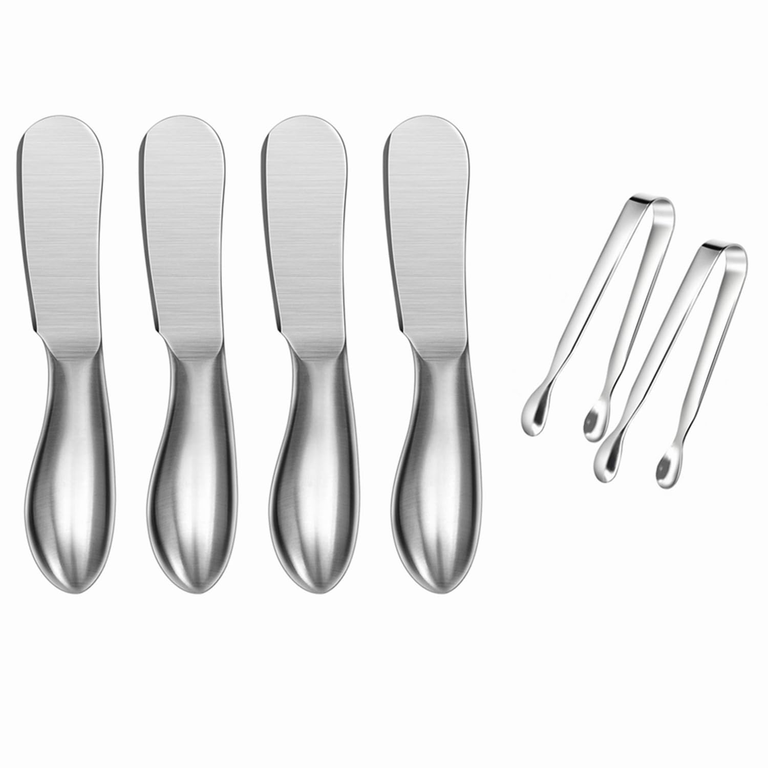 Spreader Knife Set,6-Piece Cheese and Butter Spreader Knives,Mini Serving Tongs,Stainless Steel Multipurpose Butter Knives