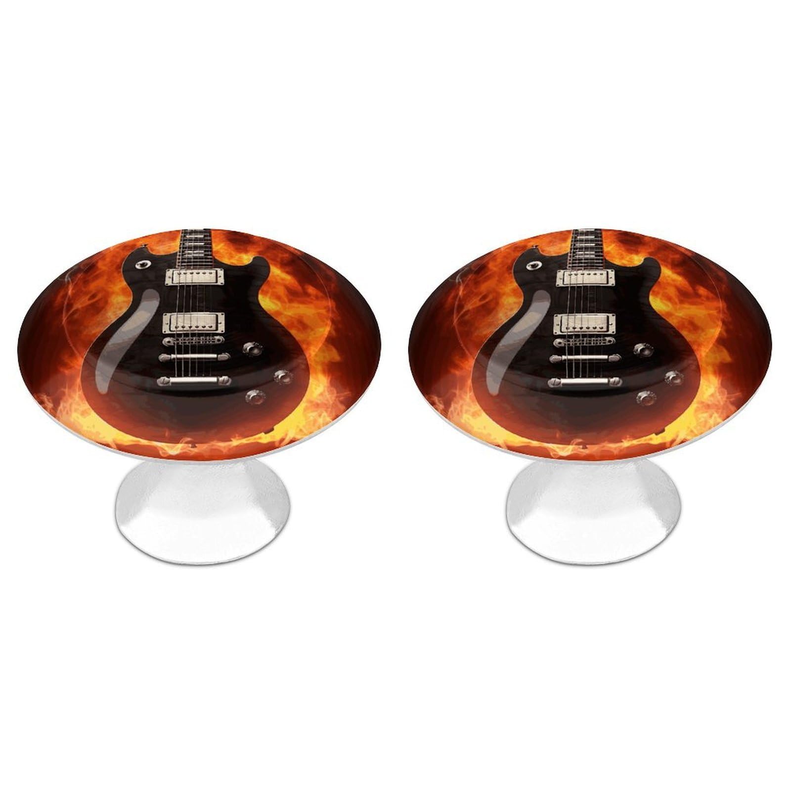 FekiLoot Rock Guitar Cabinet Knob 2 Pack Mini Round Drawer Pulls Stainless Steel Dresser Drawer Knobs Kitchen Drawer Hardware for Bathroom Dresser Closet Door Knobs
