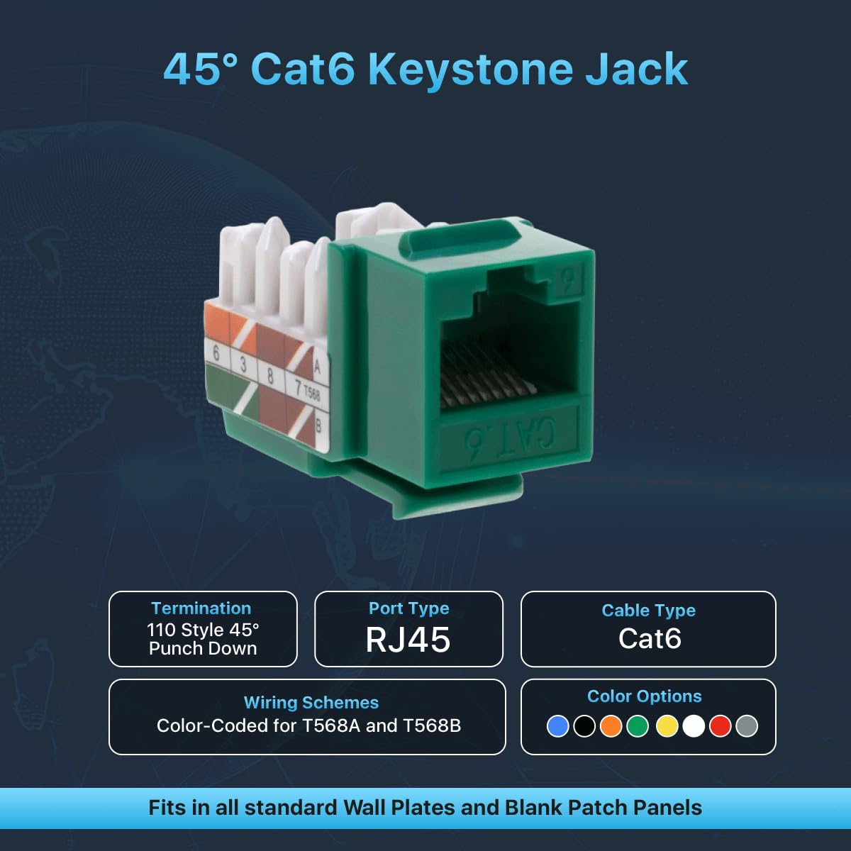 Cat6 RJ45 Keystone Jack Punch-Down Network Zielony (30)