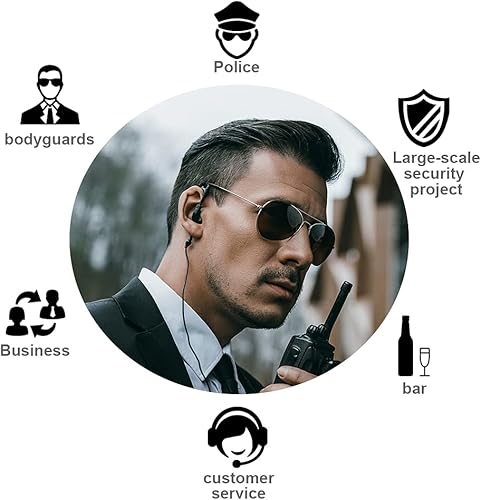 Miniatura 7 de Walkie Talkie Auricular compatible con Motorola Auriculares de un solo cable Auriculares Micrófono Auriculares 0.098 in+0.138 in 2-Pin Radio