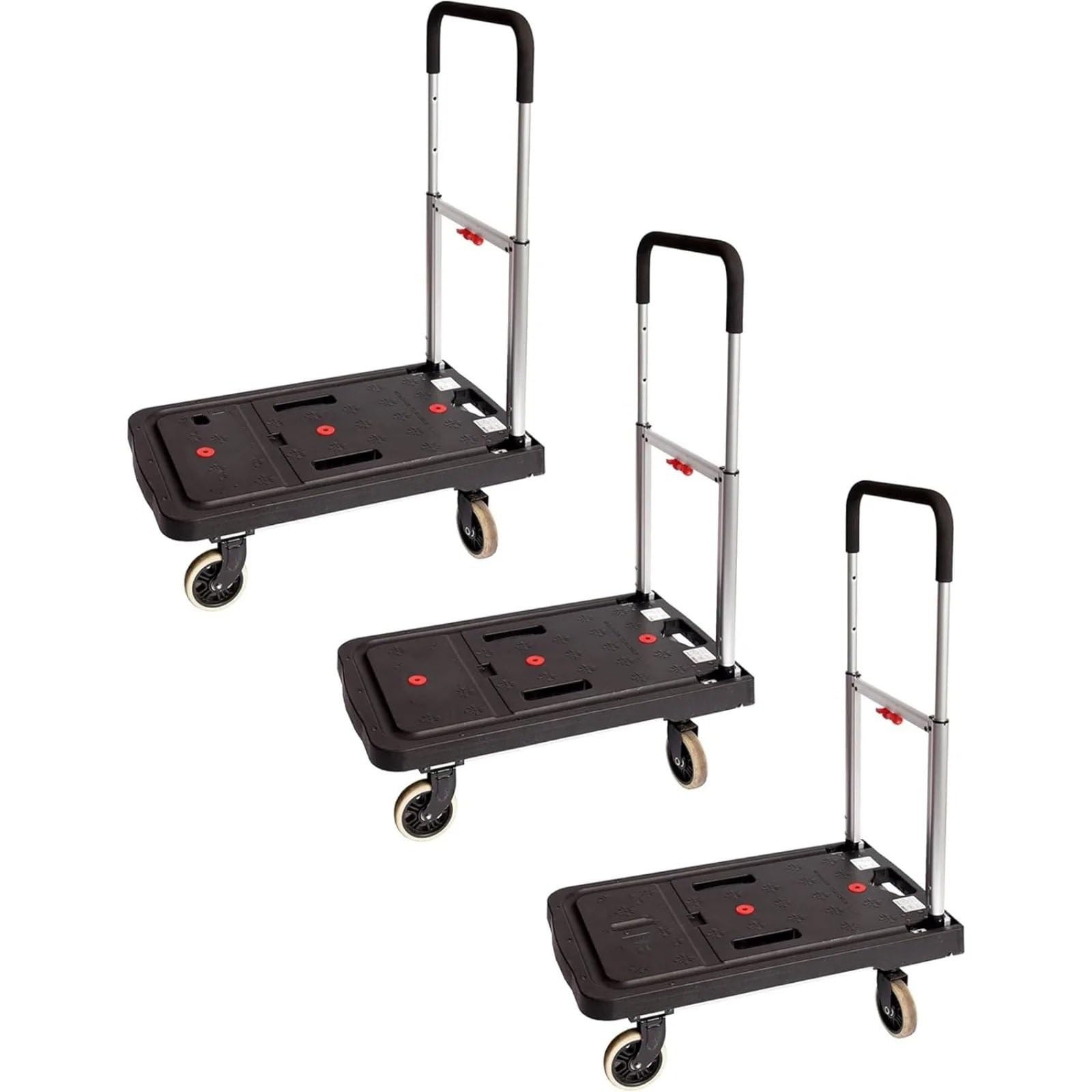 Carrello pieghevole da 1 confezione, carrello manuale Para piattaforma Para ruote, 300 libbre(300 LB 3 Pack)