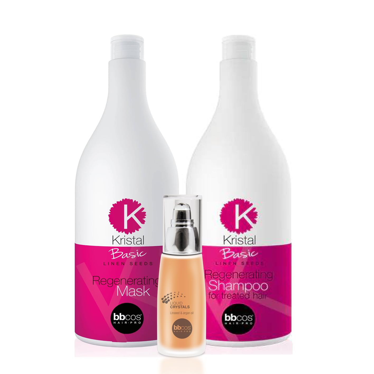 Bbcos Hair Pro Regenerating Shampoo + Mask + Liquid Crystal Oil With Linsees Oil Hair Care Combo Set Rebalancing pH Gently Cleanses of Treated Hair-image-13
