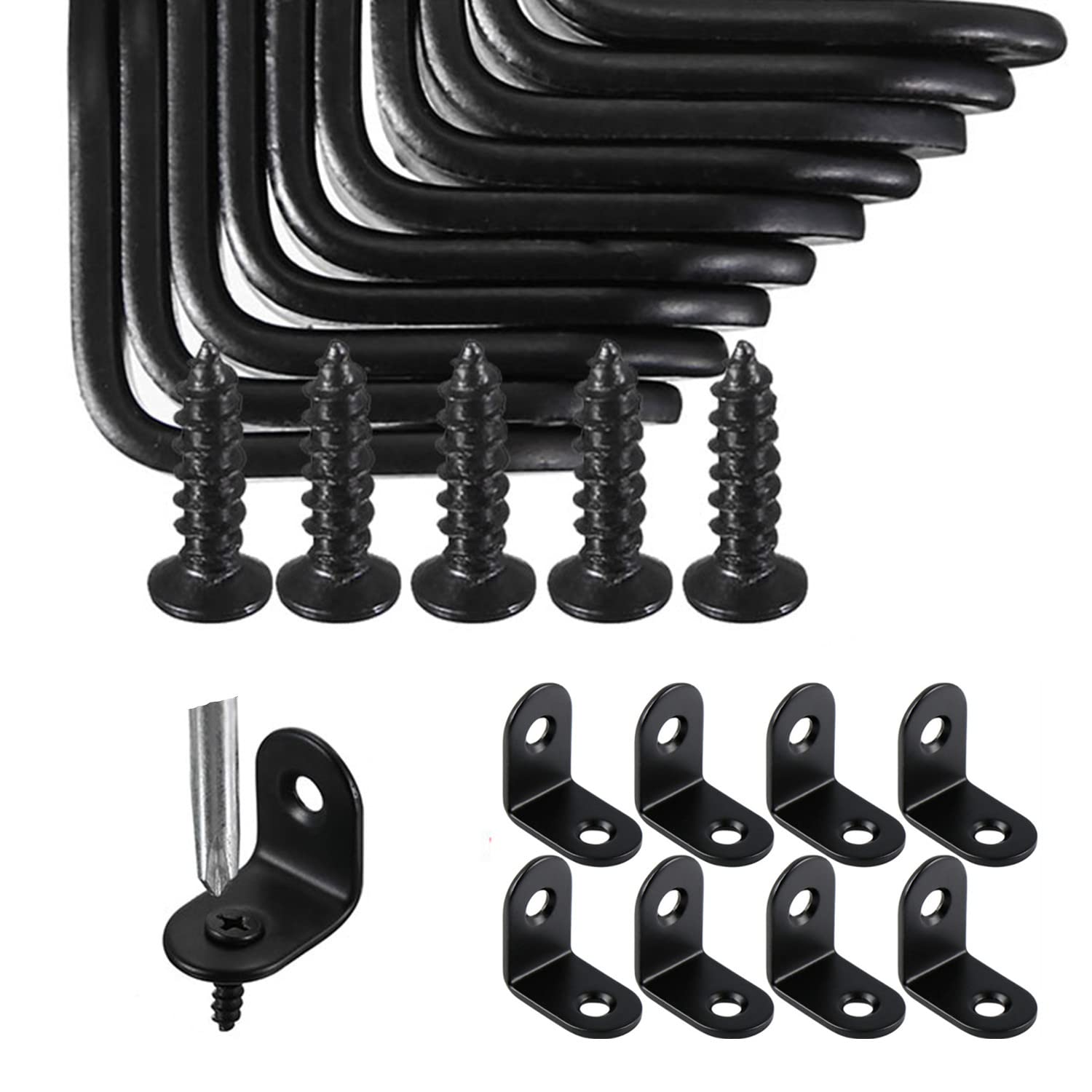 WYSUMMERRight Angle Bracket Corner Brace, 30Pcs Black Joint Bracket Fastener 90 Degree Metal Angle Brackets (25mmx25mmx16mm)