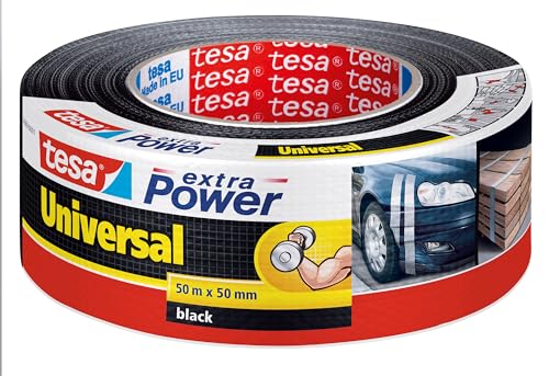 Image of tesa Extra Power Universal Duct Tape - Adhesive Tape with Extra Strong Hold and Versatile Use - for Repairs, Fastening, Sealing and More - Black - 1 roll - 50 m x 50 mm