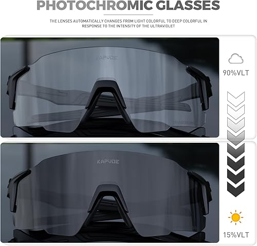 Miniatura 3 de KAPVOE Gafas de sol deportivas fotocromáticas para ciclismo, protección UV400, para mujeres y hombres, para correr, MTB BMX