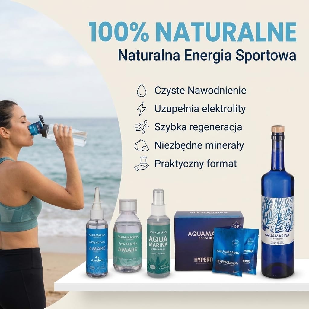 Zestaw 5 Produktów | Spray do Nosa + Płyn do Płukania + Aloe Mar + Woda Morska 24 Saszetki + Butelka Szklana 750 ml | Naturalna Pielęgnacja