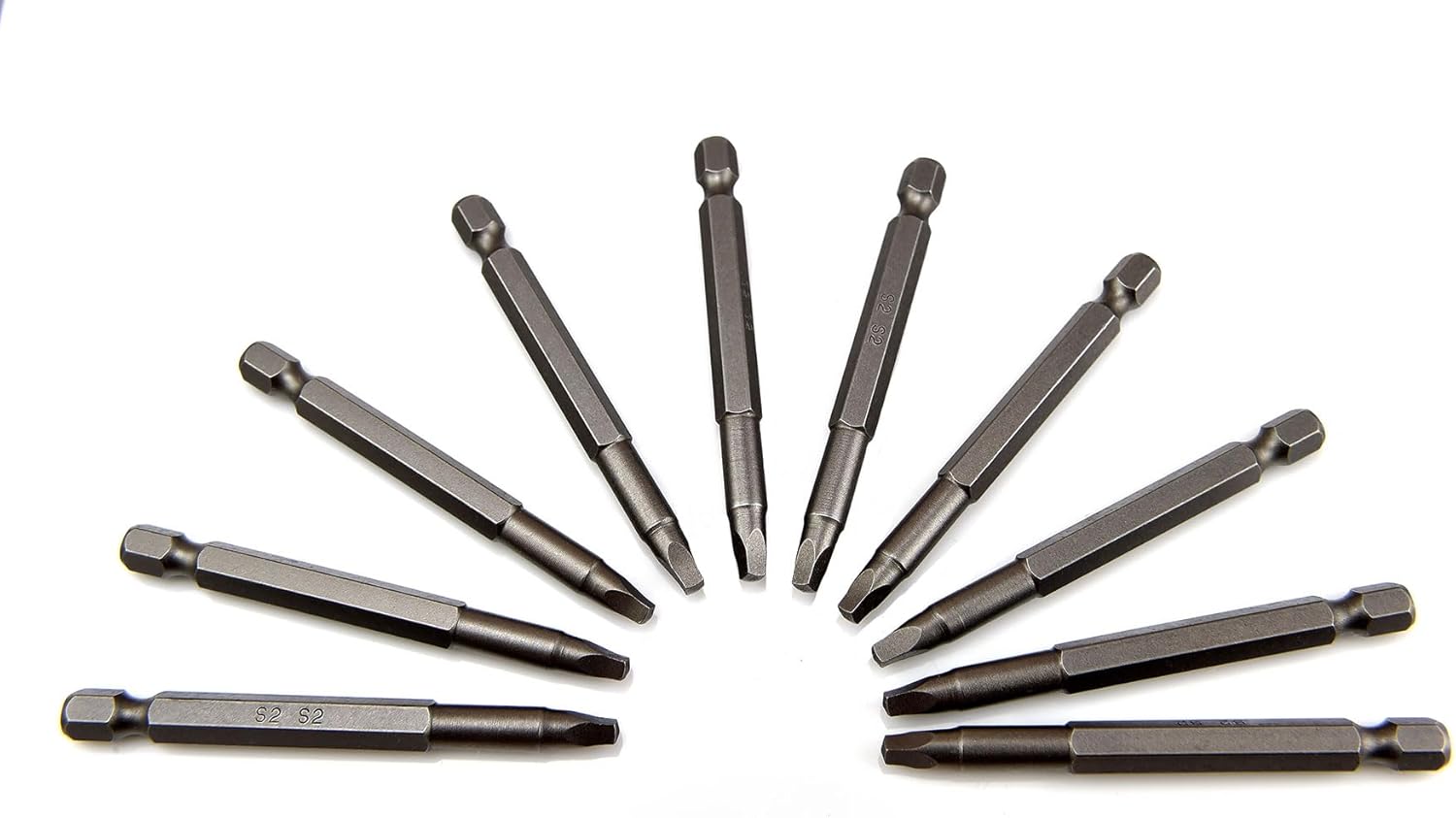 MaxTool 10PCs SQ2 x 3 Inches Identical Screwdriver Power Bits Square No 2 Tip/Point/Head 1/4" Hex Driver 6150 Alloy Steel; SQ2x3P10-6150