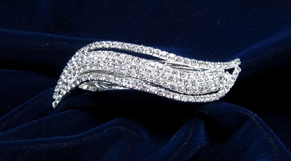Wedding Bridal Prom Silver Plated Crystal Rhinestone Hair Barrette Clip 03
