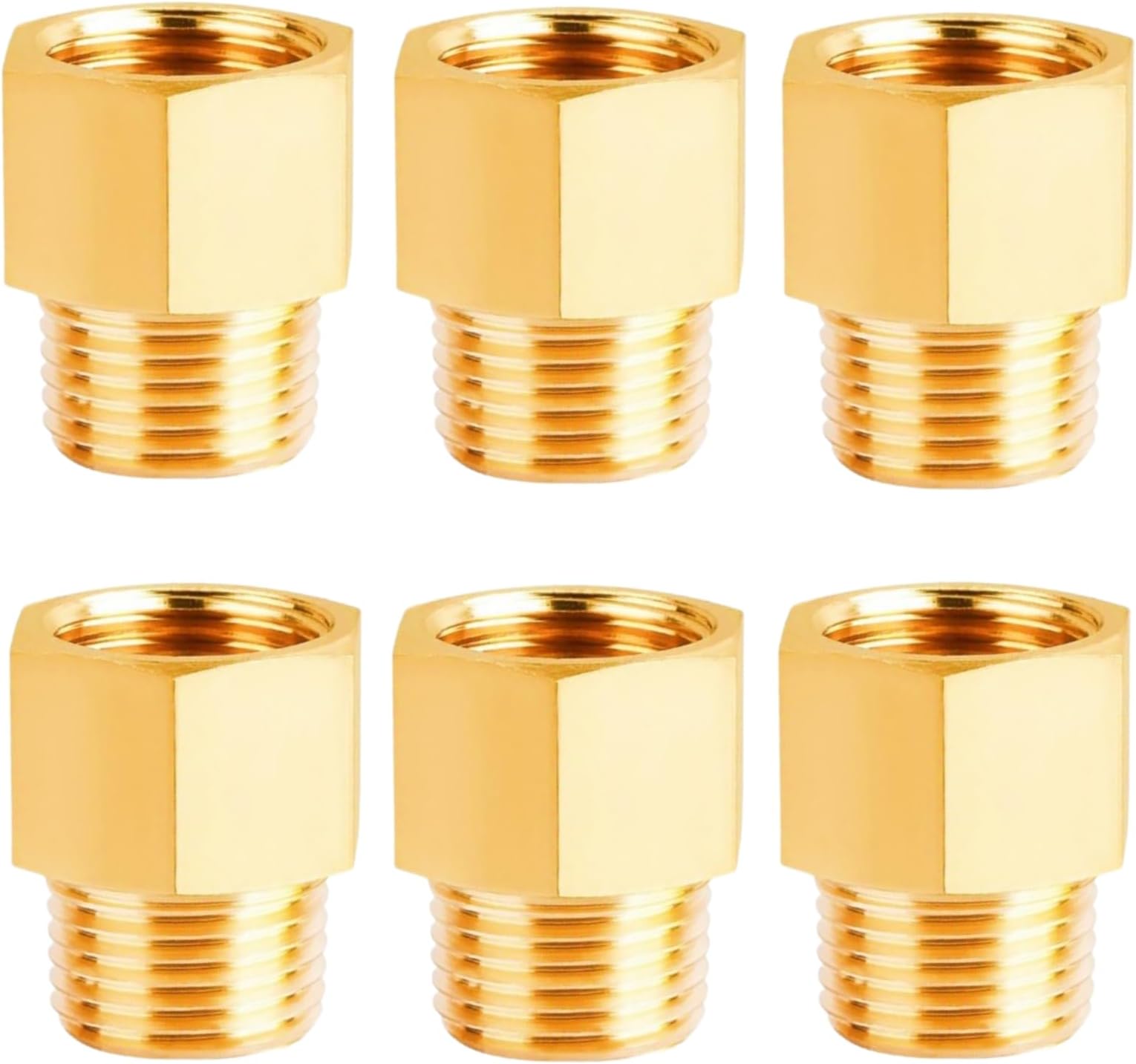 MSAEIQUN Brass Reducer Hex Bushing Threaded Pipe Fitting 1/4" NPT Male - View #9