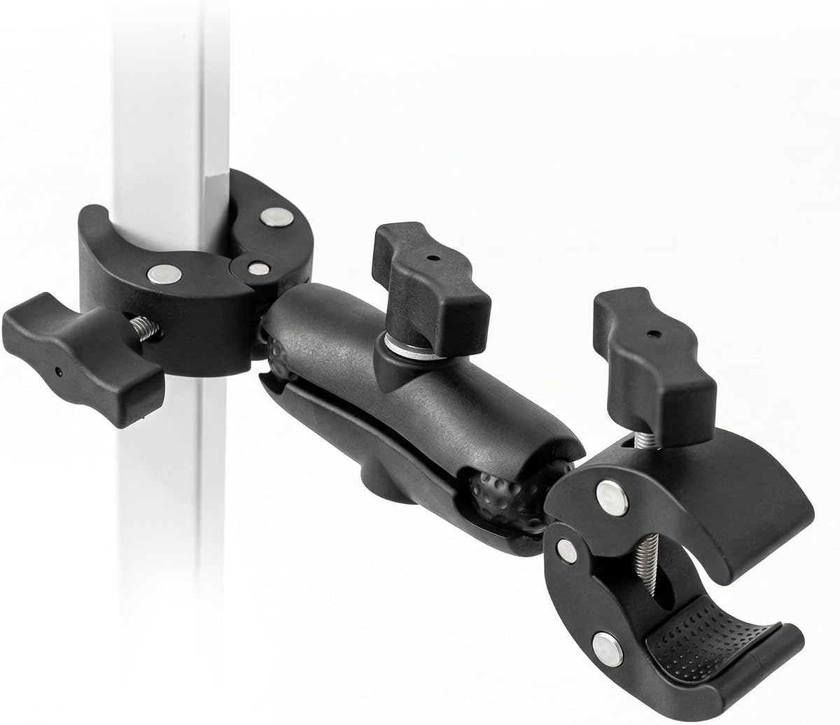 Soporte de abrazadera ajustable de alta resistencia para luces de camping y marcos de dosel, cabeza esférica giratoria de 360°, abrazadera fotográfica resistente a caídas de aluminio, soporte para paraguas, monitor, cámara y luz LED