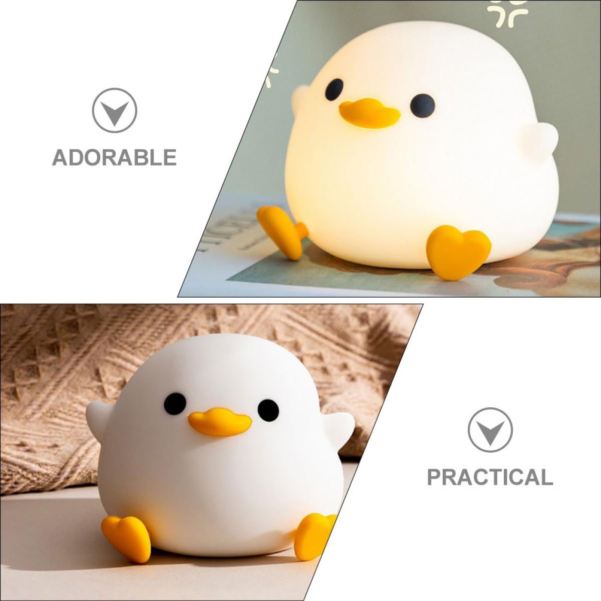 Veilleuse Canard en Silicone Souple, Lampe de Chevet Dessin Animé