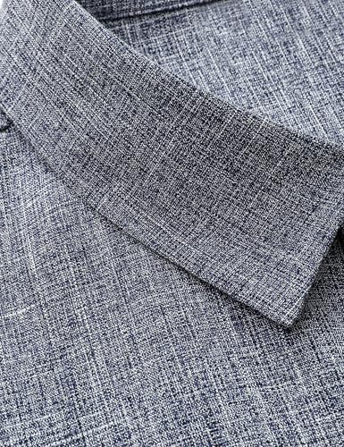 Drazivon Men's Linen Shirts Short Sleeve Button Down Shirts for Men Casual Beach Summer Wedding Tops Blue Gray 3XL — view 3
