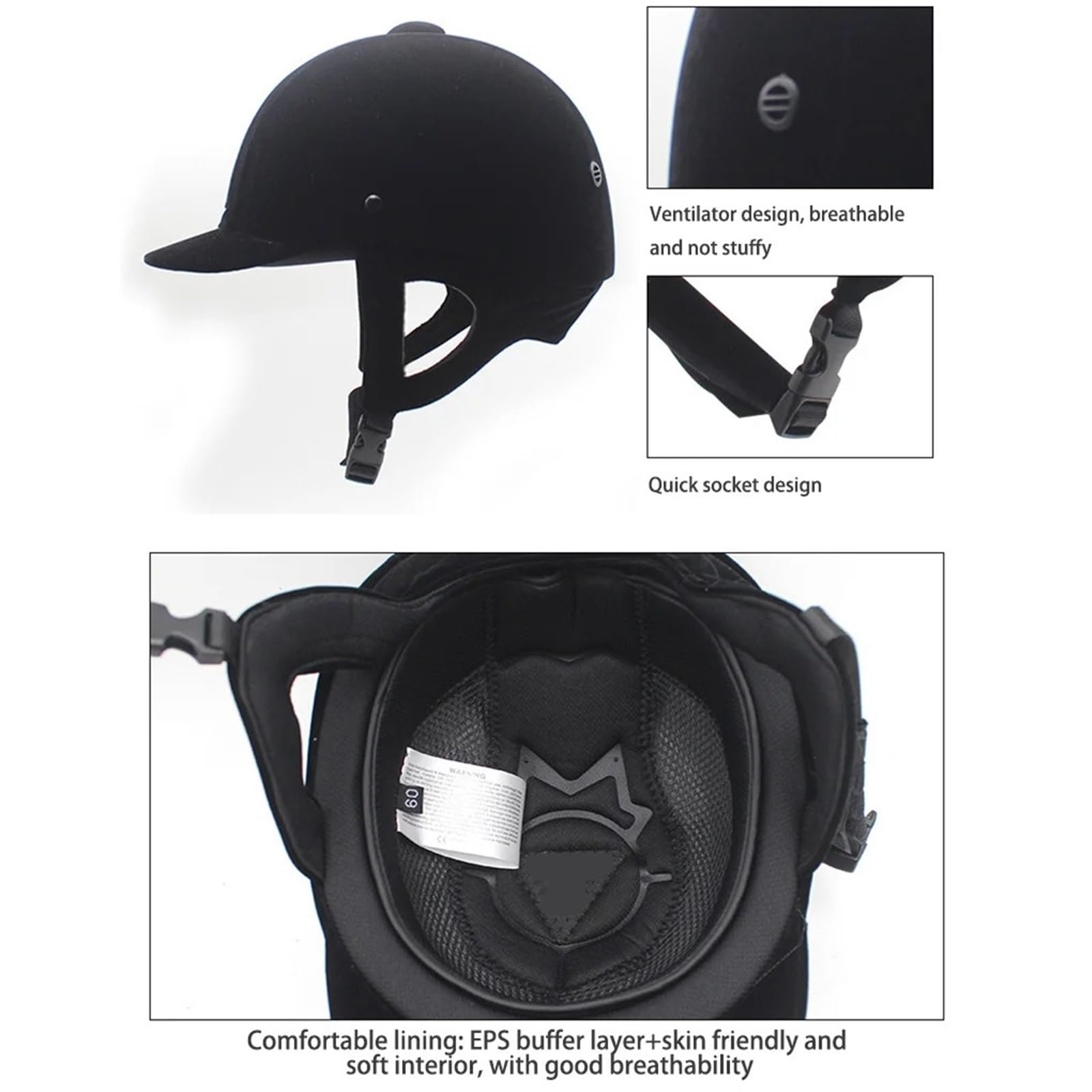 Casco da Equitazione Casco da equitazione traspirante, di sicurezza, unisex, classico, for esterni, regolabile, antiurto, for