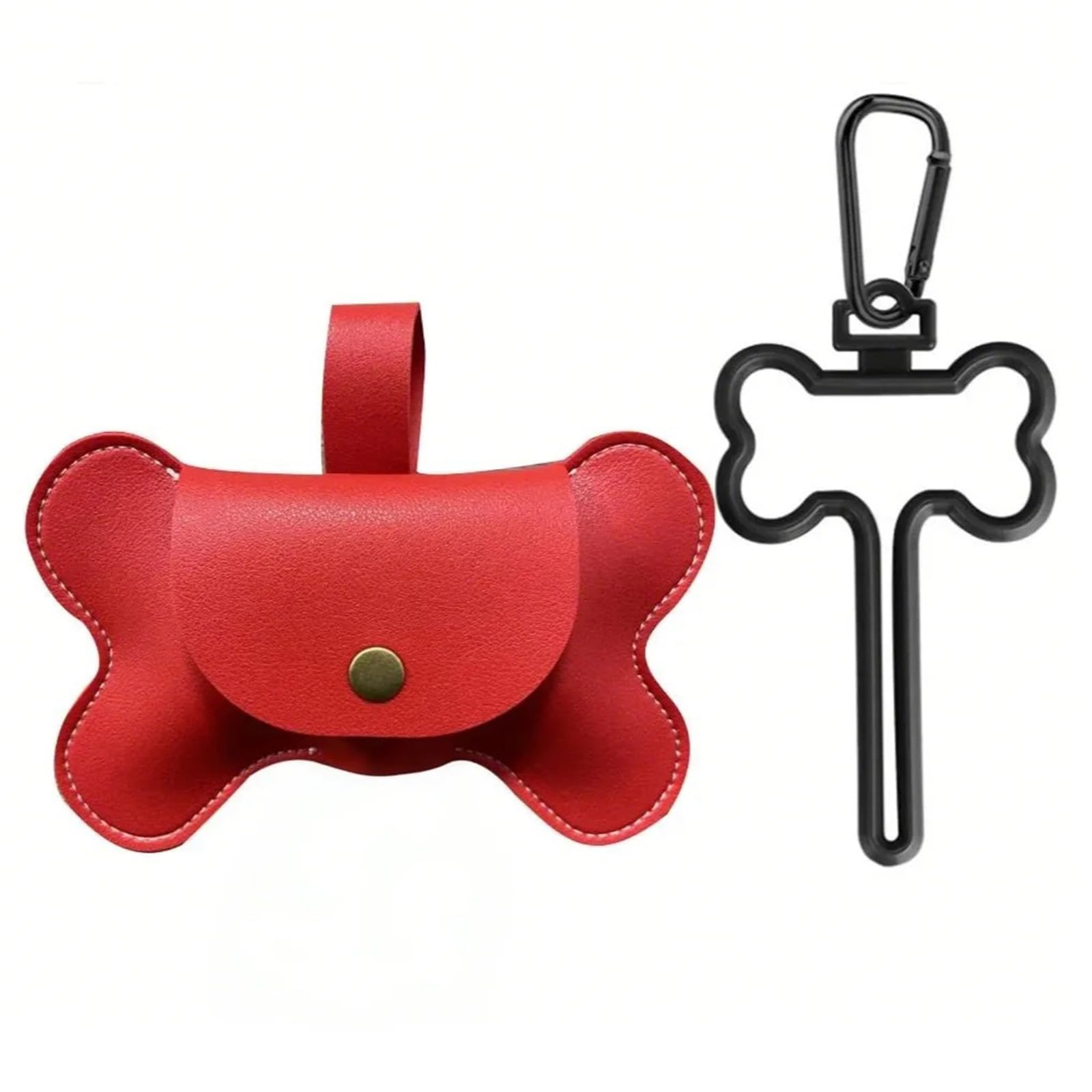 NEWFT Portable Dog Poop Bag Dispenser with Leash Hook Puppy Waste Bag Leathers Dispenser for Puppy Walking Outdoor Pet Supply