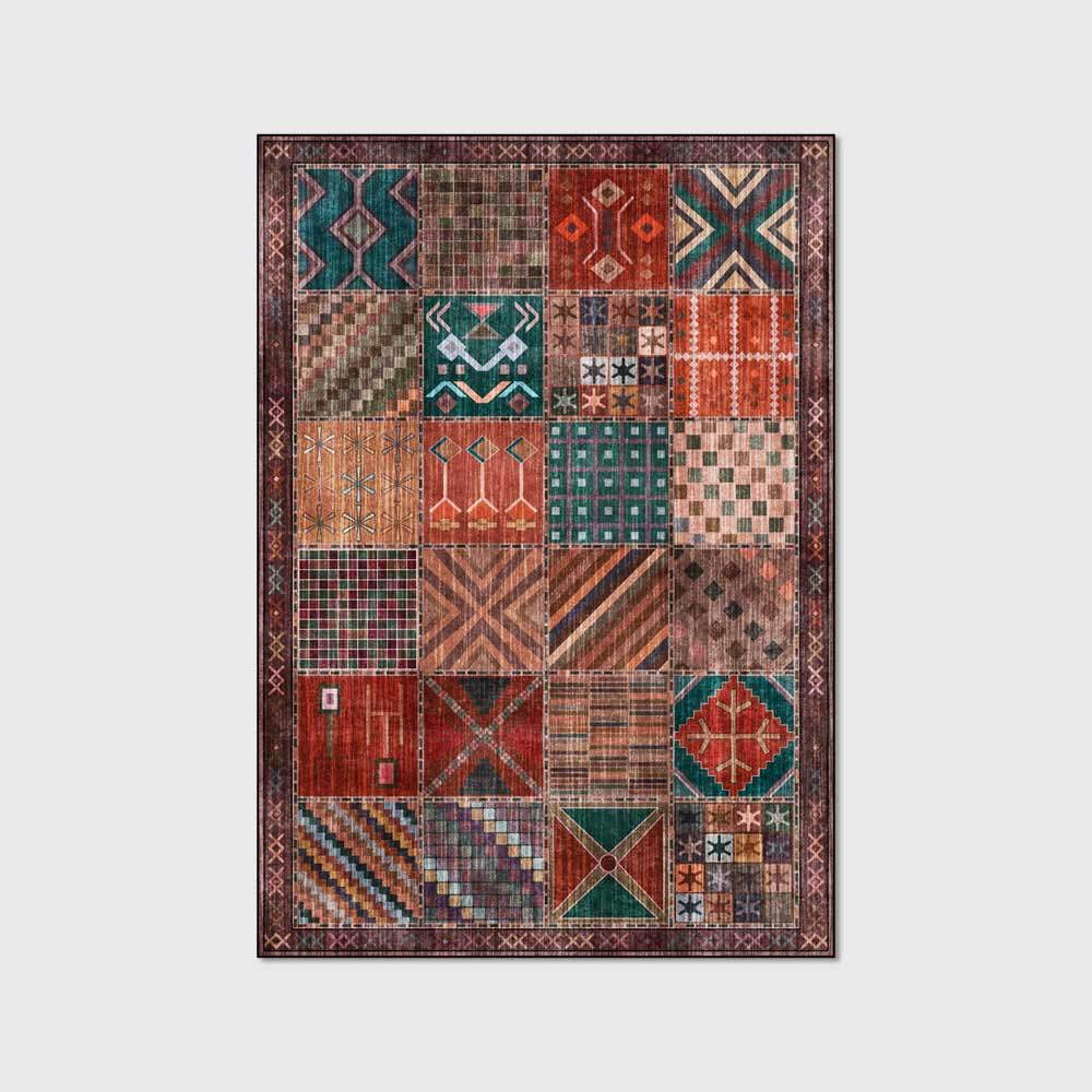 Dywanik bardzo duże prostokątne dywany w stylu retro głęboki czerwono-brązowy do salonu sypialni kuchni dywan 150 x 170 cm