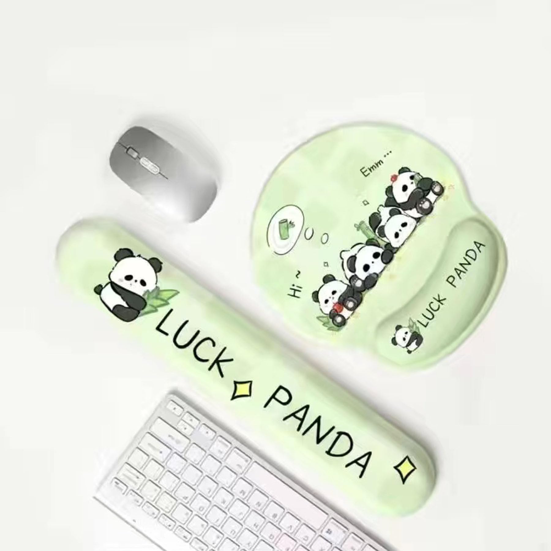 Generic Cute Mouse Wrist Pad - Ergonomic, Whimsical, Green Memory Foam Wrist Rest Pad with Panda Design for Office and Home Use