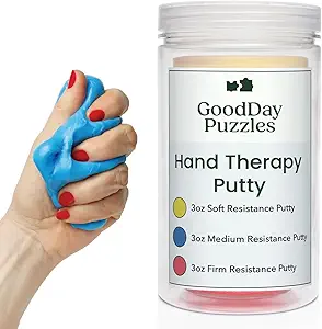 Therapy Putty by GoodDay Puzzles, 3 Piece Set, Stress Relief, Strength, Occupational Therapy, Fidget & Fine Motor Toys for Seniors