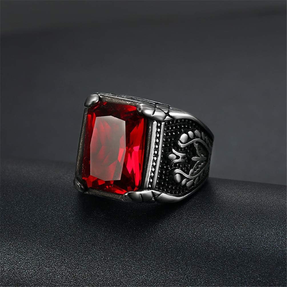 Men's Stainless Steel Vintage Cubic Zirconia Square Multicolor Stone Signet Ring - Image 3