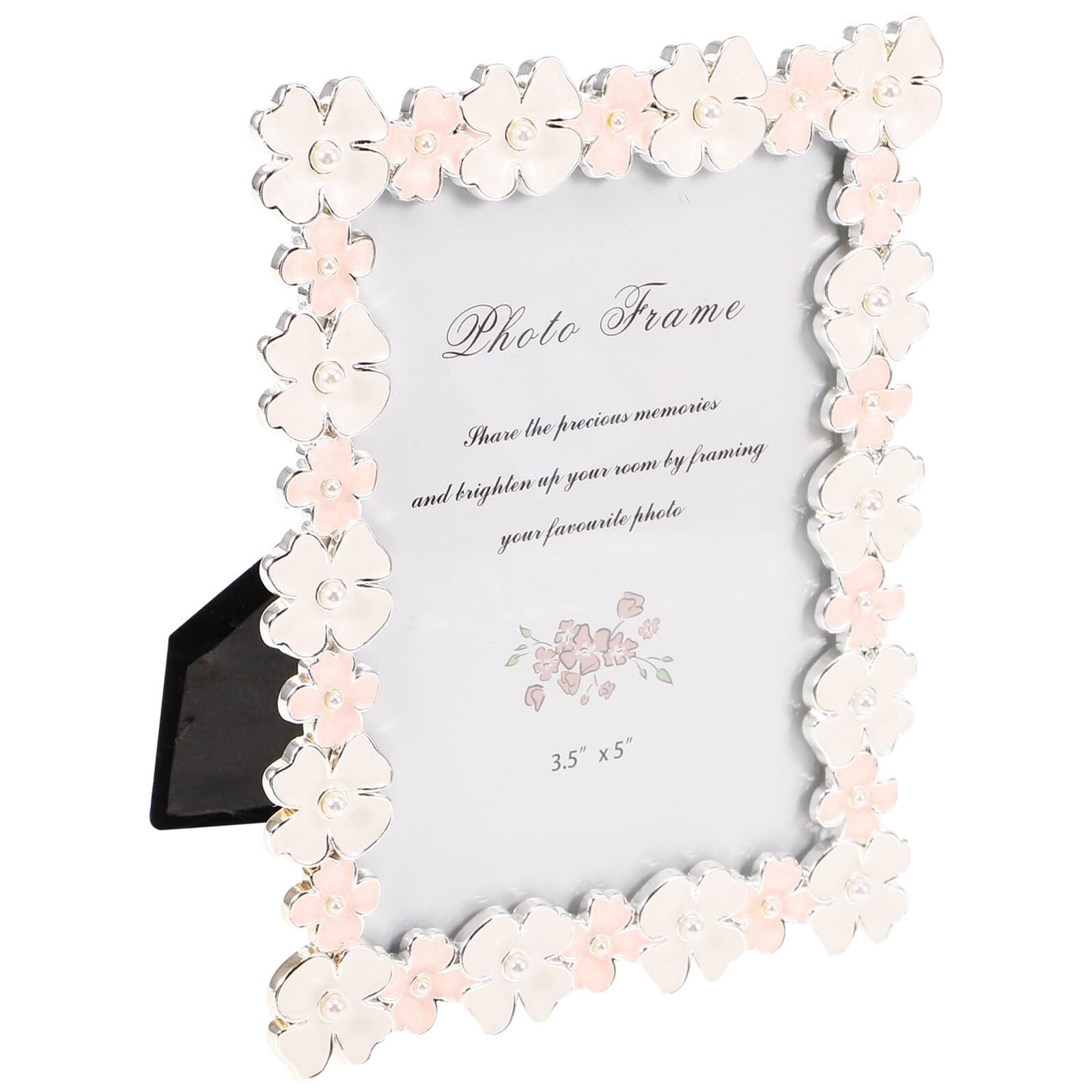 Cadre photo fleuri en métal 5 pouces avec verre de protection sécurisé et élégant