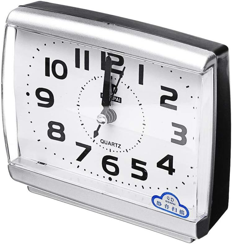 QinWenYan Alarm Clock Silent Alarm Clock Quartz Movement Battery Alarm
