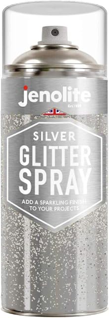 JENOLITE Silver Glitter Spray Clear Sealant | 400ml | Add Clear Lacquer with Glitter Finish to any Surface - Perfect for Picture Frames, Mirrors, Ornaments & Crafting