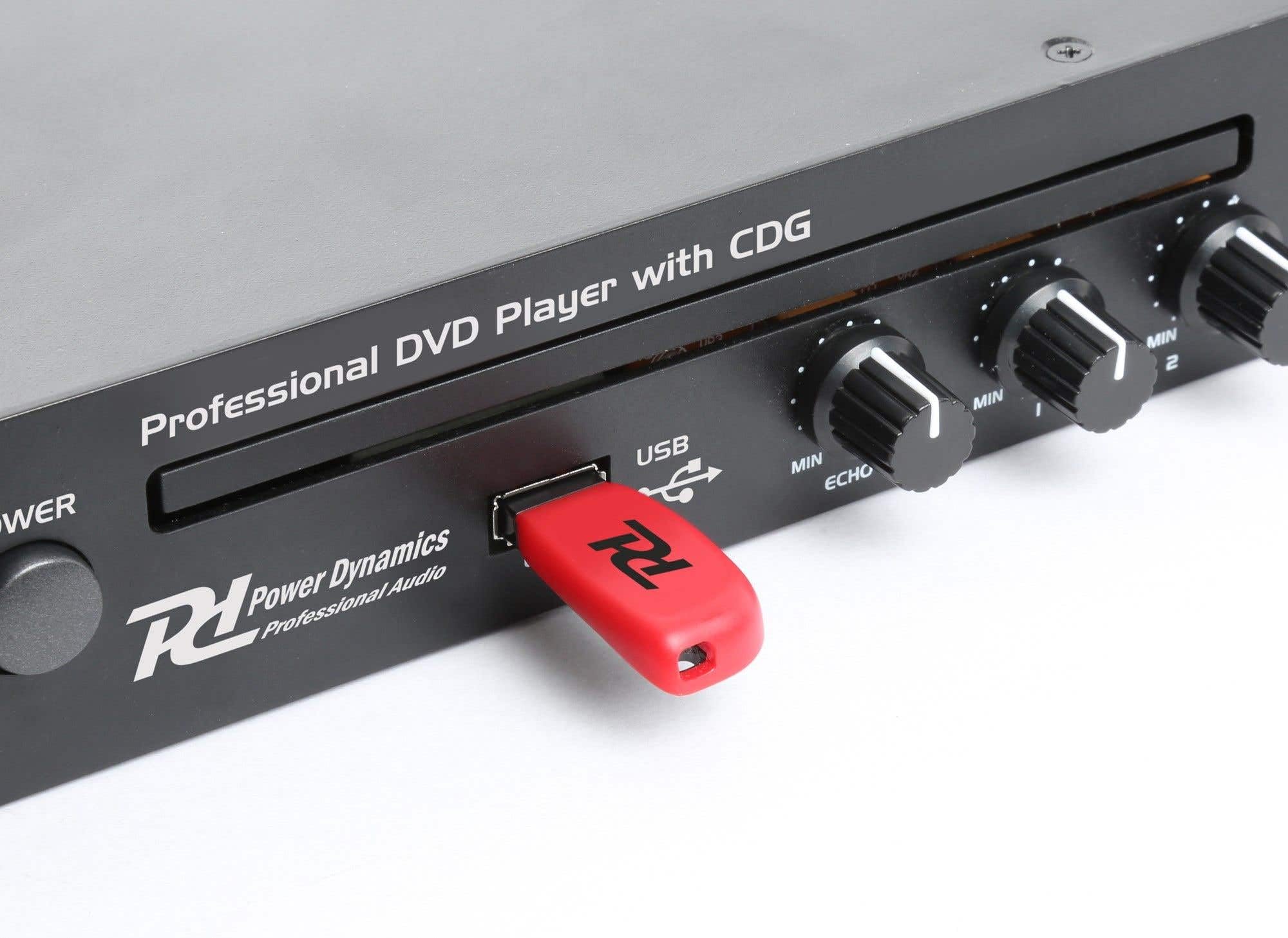 Power Dynamics PDC150 Reproductor de DVD CD/CD+G para Karaoke y USB/MP3, Dos entradas de micrófono con Control de Volumen, Efecto Eco para Voz, Pantalla LCD, Karaoke o Fiestas en casa