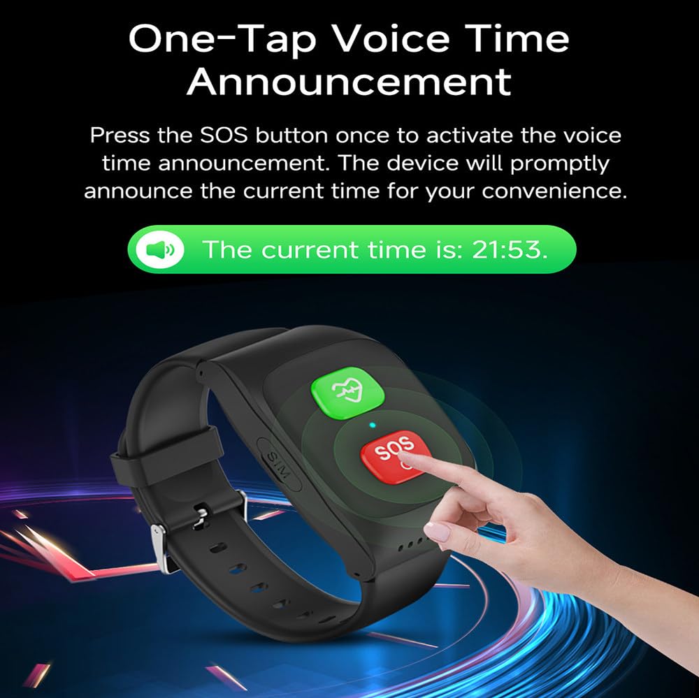 Reloj Detector De Caídas para Personas Mayores,con Detección De Caídas,Posicionamiento GPS,Chat De Voz Instantáneo,Función De Llamada Sos,Seguimiento De Actividad Y Monitoreo De Salud