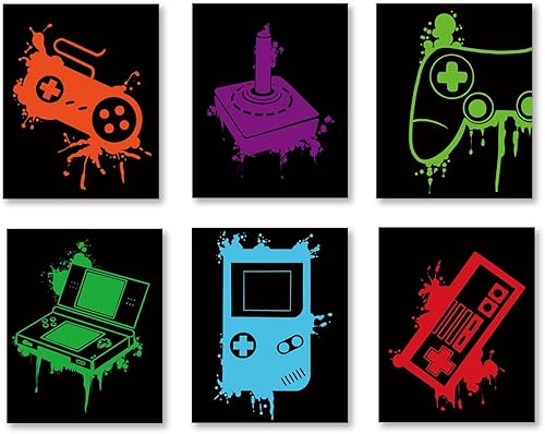 Miniatura 1 de XUOIAYNB Lienzo decorativo de acuarela con temática de videojuegos, arte de pared colorido (8 x 10 x 6 unidades, sin marco), perfecto para