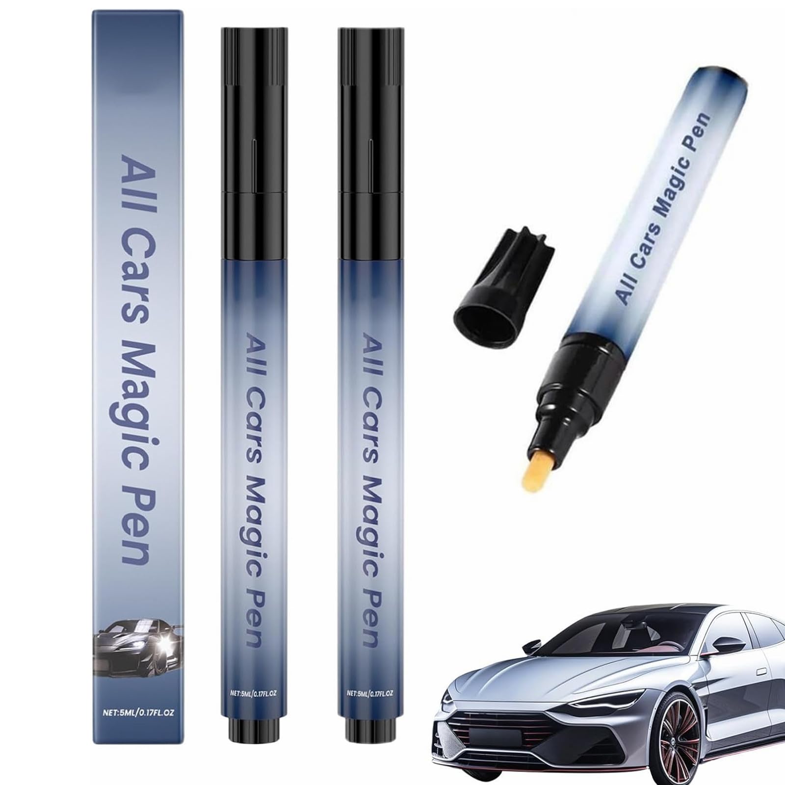 All Cars Magic Pen,Pluma De Retoque del Coche,Bolígrafo de Reparación Arañazos Coches,Juego de Bolígrafos para Reparar Arañazos en el Coche,Repara Rápidamente Arañazos y Daños en la Pintura (2pc)